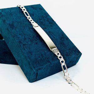 Kids Baby ID Bracelet Sterling Silver/ Figaro Baby Bracelet 6.25"/ Pulsera Plata